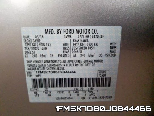 1FM5K7D80JGB44466 фото 2