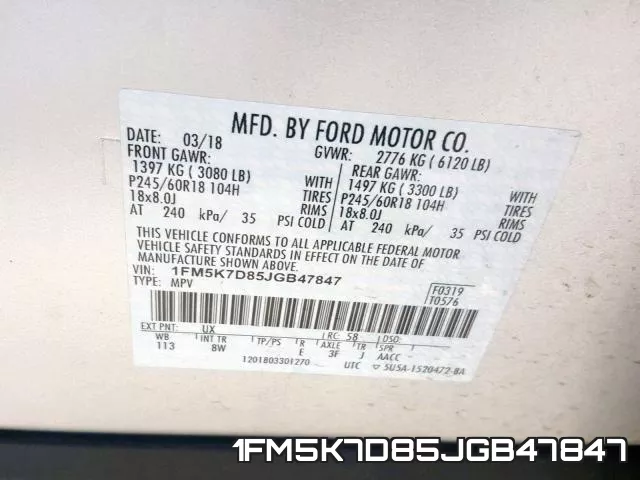 1FM5K7D85JGB47847 фото 2