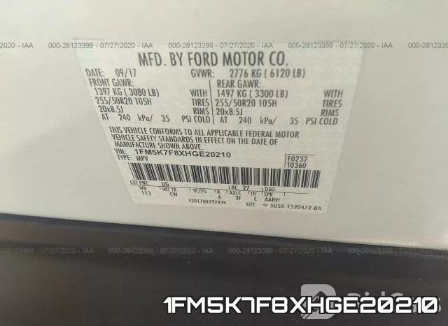 1FM5K7F8XHGE20210 фото 10
