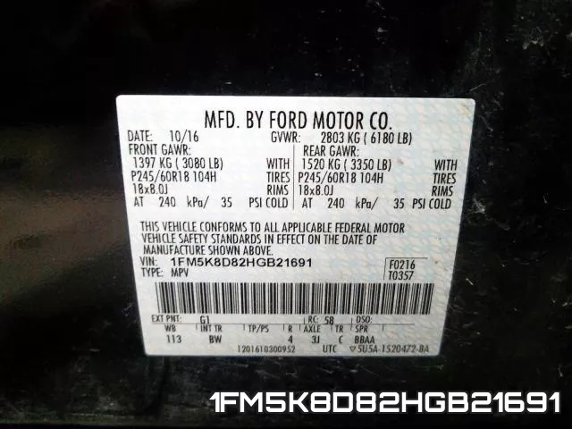 1FM5K8D82HGB21691 фото 2