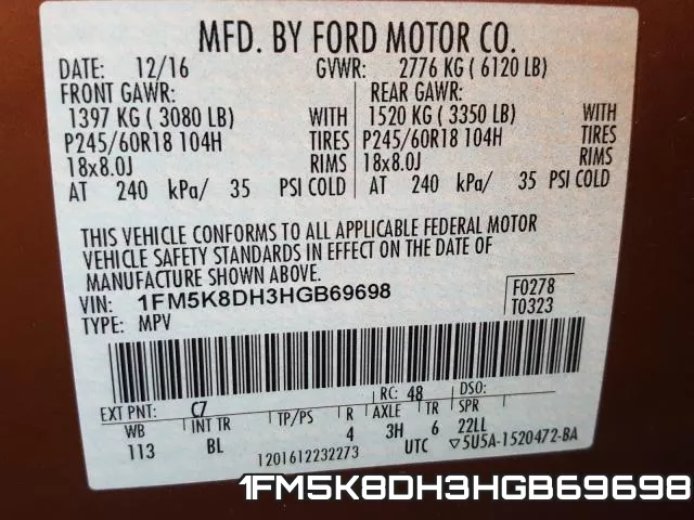1FM5K8DH3HGB69698 фото 2