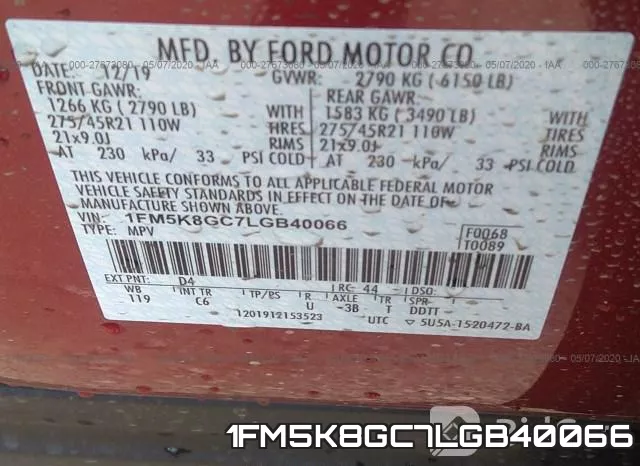 1FM5K8GC7LGB40066 фото 10