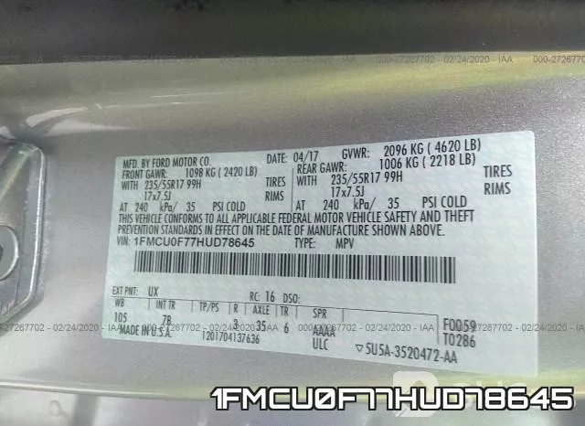 1FMCU0F77HUD78645 фото 10