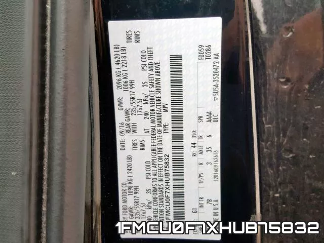 1FMCU0F7XHUB75832 фото 2