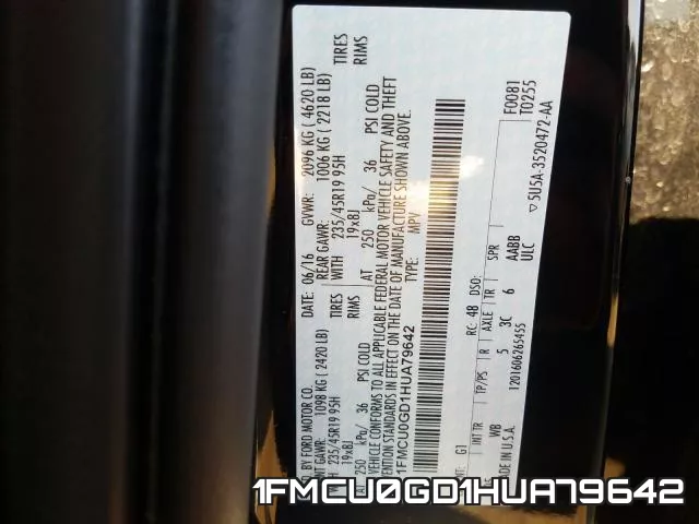 1FMCU0GD1HUA79642 фото 2