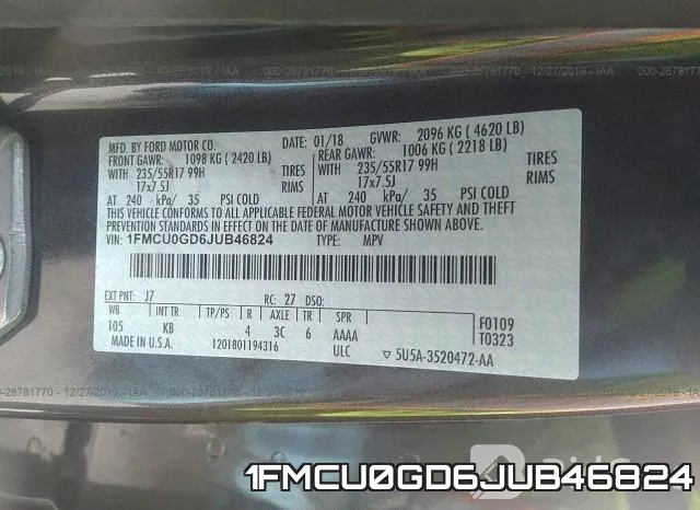 1FMCU0GD6JUB46824 фото 10