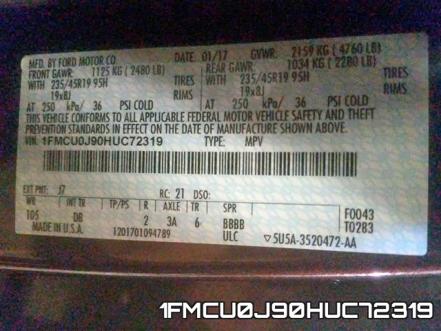 1FMCU0J90HUC72319 фото 2