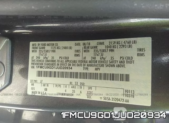 1FMCU9GD1JUD20934 фото 10