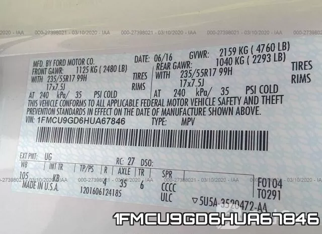 1FMCU9GD6HUA67846 фото 10