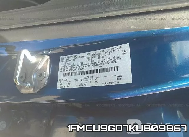 1FMCU9GD7KUB09867 фото 10