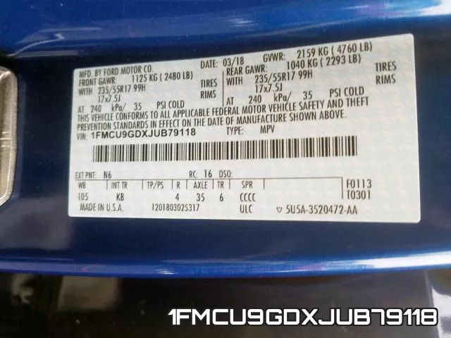 1FMCU9GDXJUB79118 фото 2