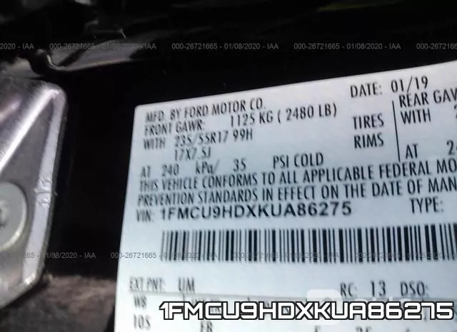 1FMCU9HDXKUA86275 фото 10