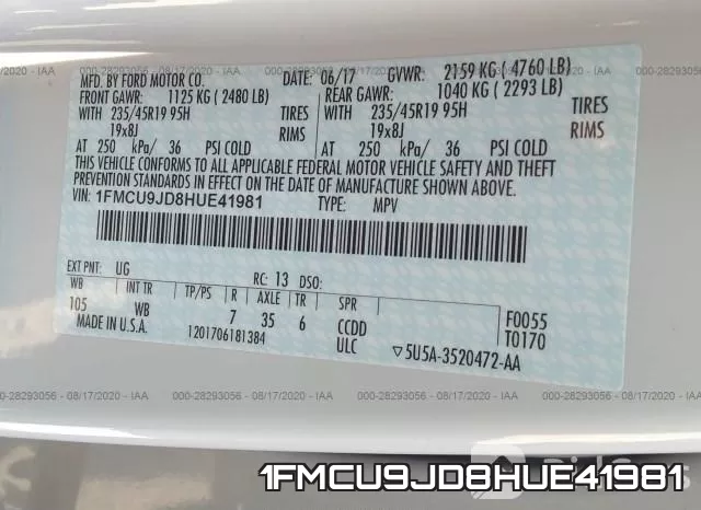 1FMCU9JD8HUE41981 фото 10