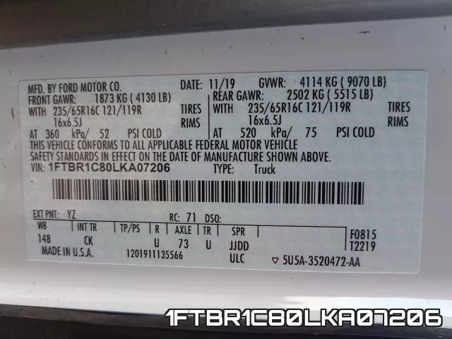1FTBR1C80LKA07206 фото 2