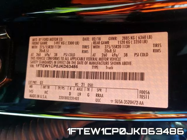 1FTEW1CP0JKD63486 фото 2