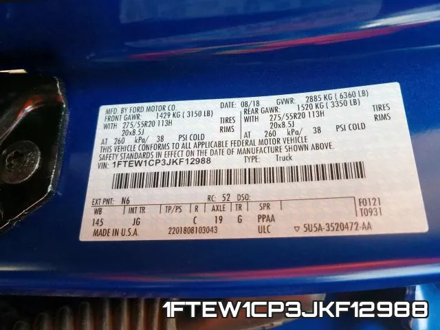 1FTEW1CP3JKF12988 фото 2
