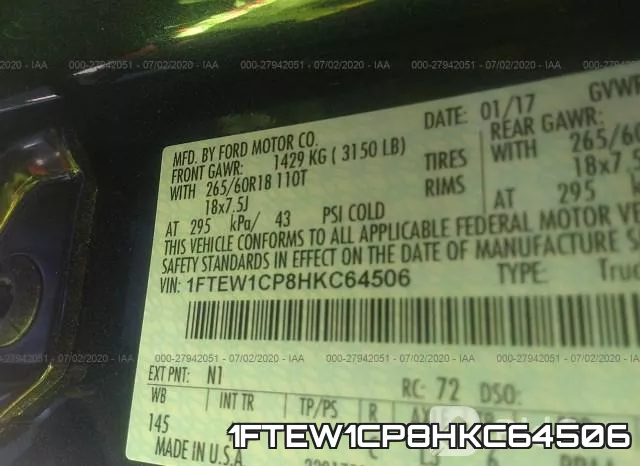 1FTEW1CP8HKC64506 фото 10