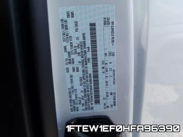 1FTEW1EF0HFA96390 фото 2