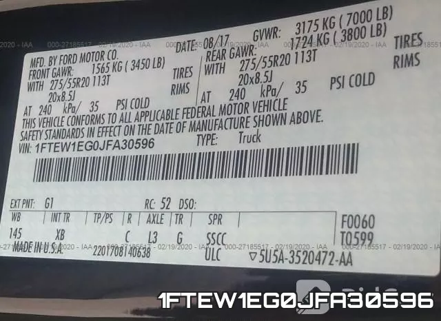 1FTEW1EG0JFA30596 фото 10
