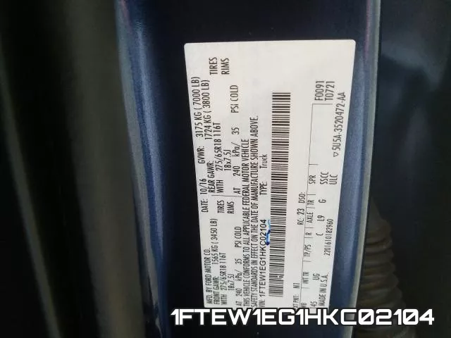 1FTEW1EG1HKC02104 фото 2