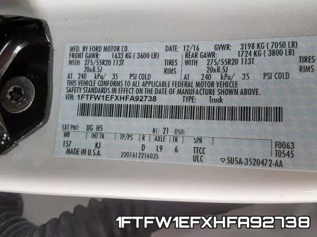 1FTFW1EFXHFA92738 фото 2
