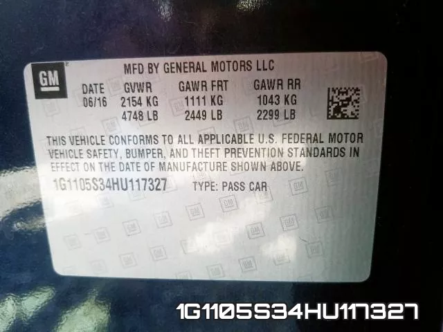 1G1105S34HU117327 фото 2