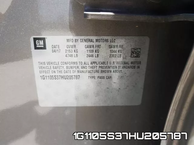 1G1105S37HU205787 фото 2