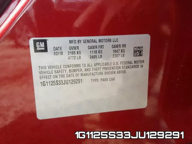 1G1125S33JU129291 фото 2
