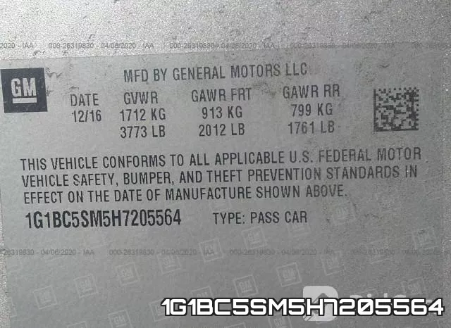 1G1BC5SM5H7205564 фото 10