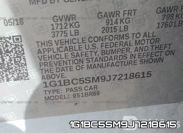 1G1BC5SM9J7218615 фото 9