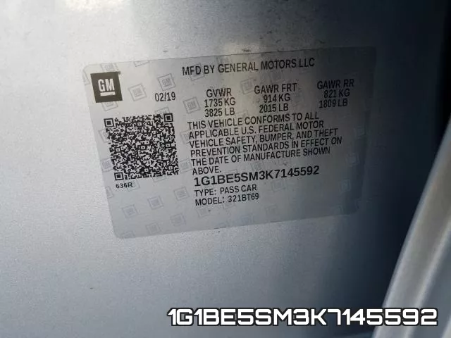 1G1BE5SM3K7145592 фото 2