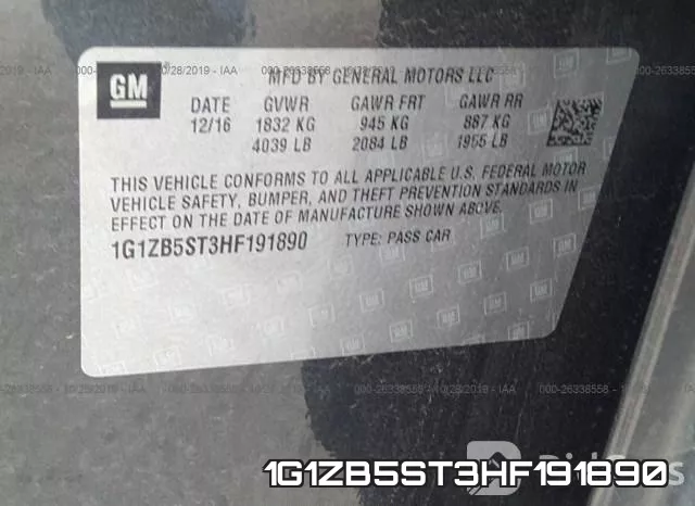 1G1ZB5ST3HF191890 фото 10