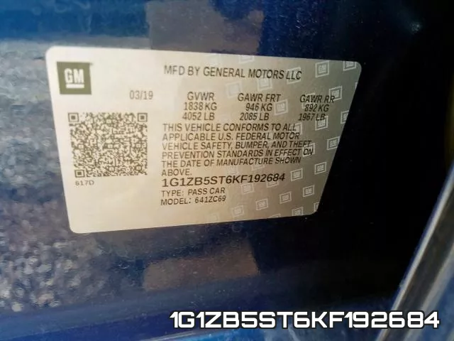 1G1ZB5ST6KF192684 фото 2