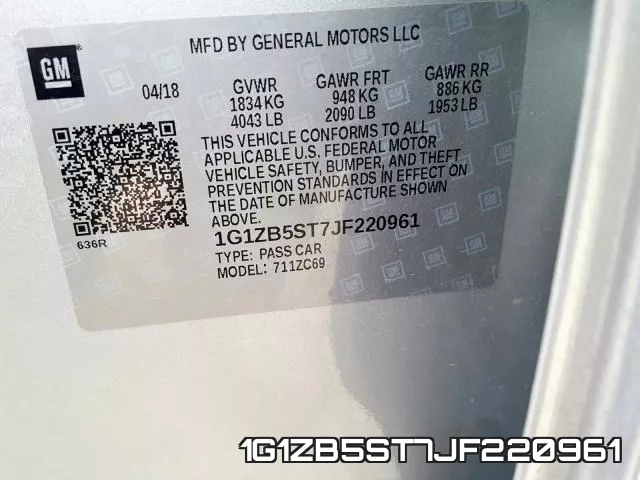1G1ZB5ST7JF220961 фото 2