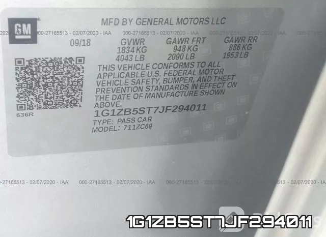 1G1ZB5ST7JF294011 фото 10
