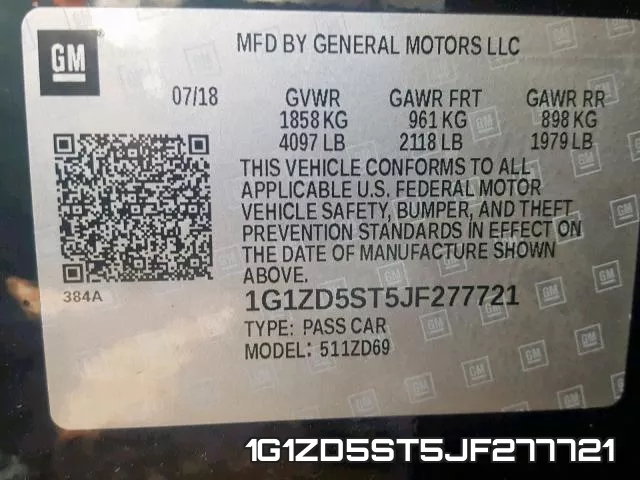 1G1ZD5ST5JF277721 фото 2
