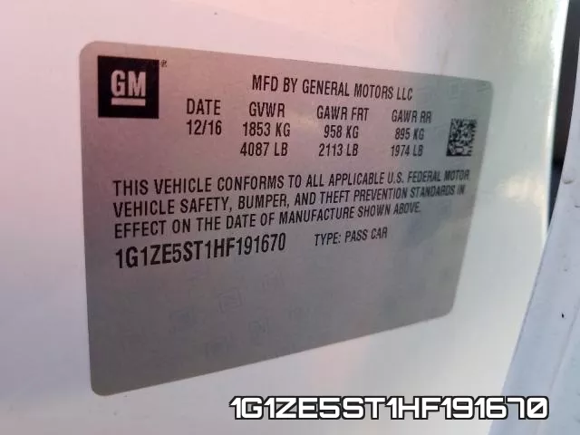 1G1ZE5ST1HF191670 фото 2