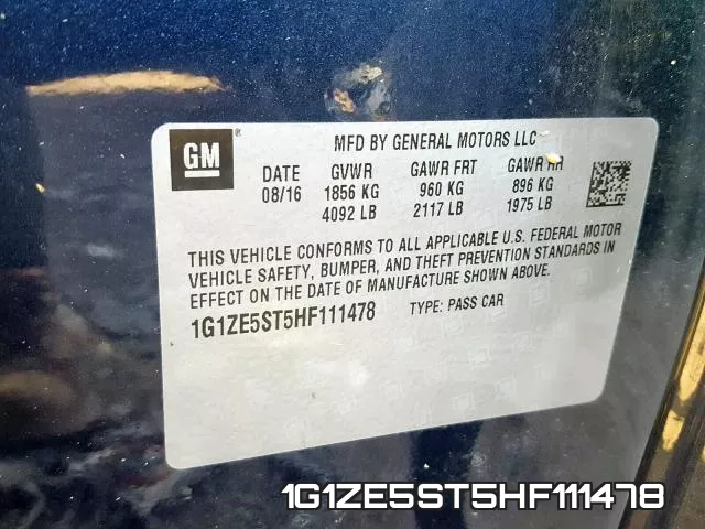 1G1ZE5ST5HF111478 фото 2