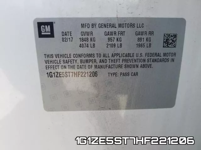1G1ZE5ST7HF221206 фото 2