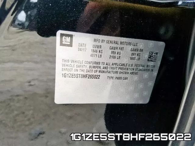 1G1ZE5ST8HF265022 фото 2