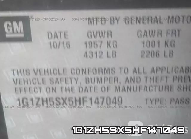 1G1ZH5SX5HF147049 фото 10