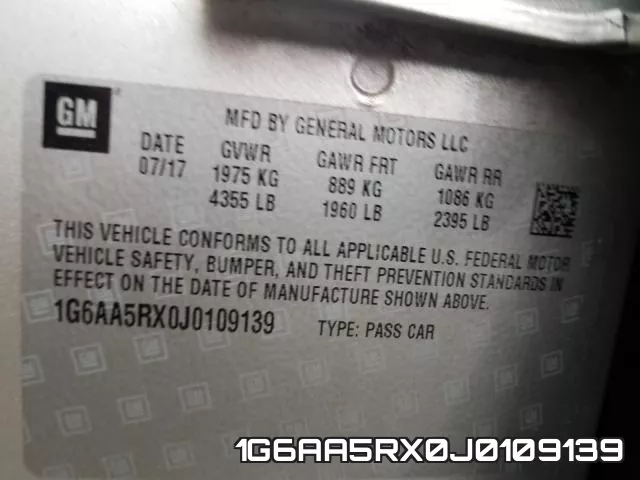 1G6AA5RX0J0109139 фото 2