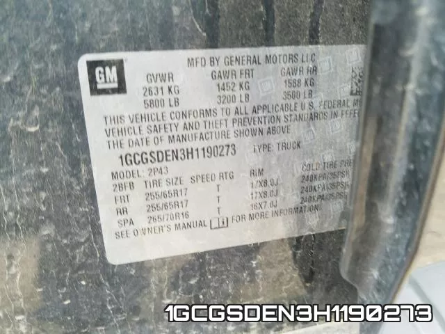 1GCGSDEN3H1190273 фото 2