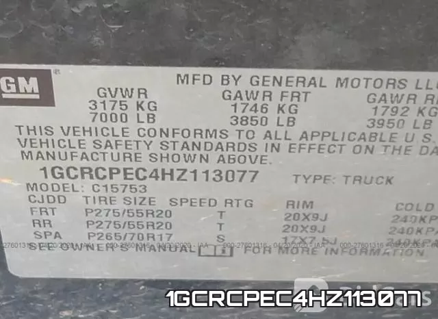 1GCRCPEC4HZ113077 фото 10