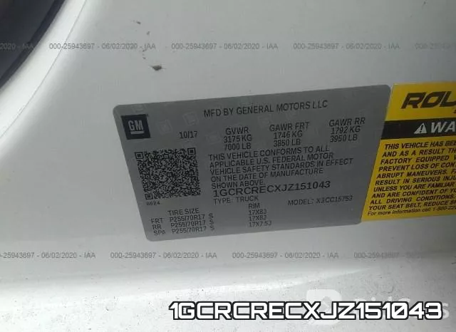 1GCRCRECXJZ151043 фото 10