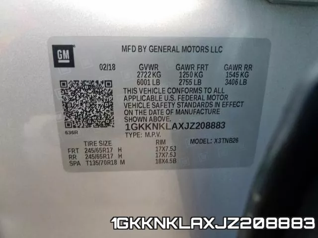 1GKKNKLAXJZ208883 фото 2