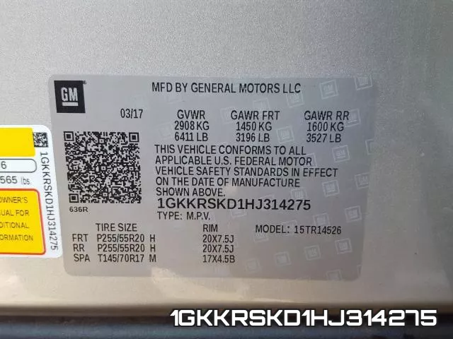1GKKRSKD1HJ314275 фото 2