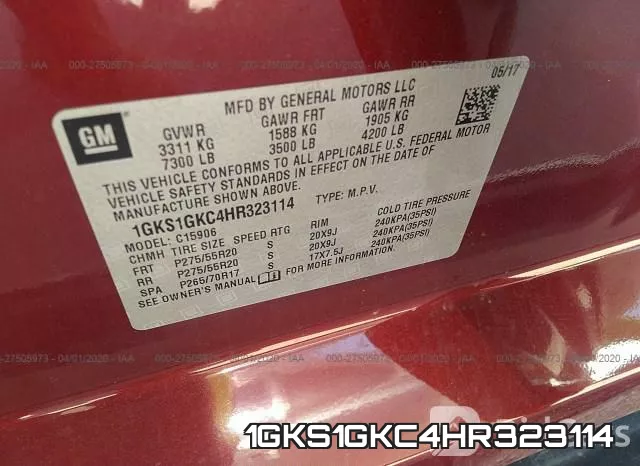 1GKS1GKC4HR323114 фото 10