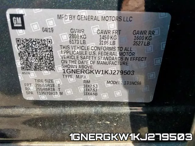 1GNERGKW1KJ279503 фото 2