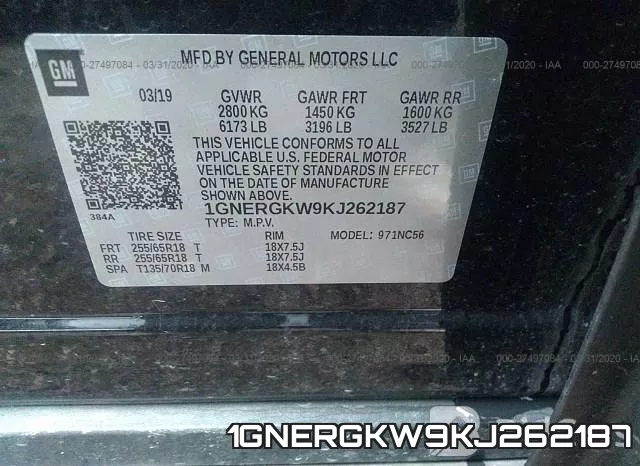 1GNERGKW9KJ262187 фото 9